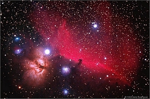 horsehead nebula ic434 and flame nebula ngc202, nebulosa testa di cavallo e nebulosa fiamma